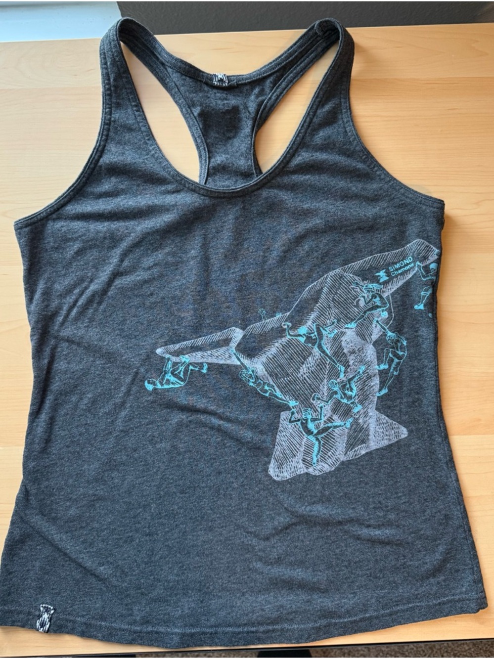 Women’s Dark Gray Racerback Tank with Climbing Graphic